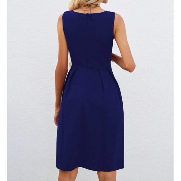 Blue Fit And Flare Dress - Picture 2 of 5